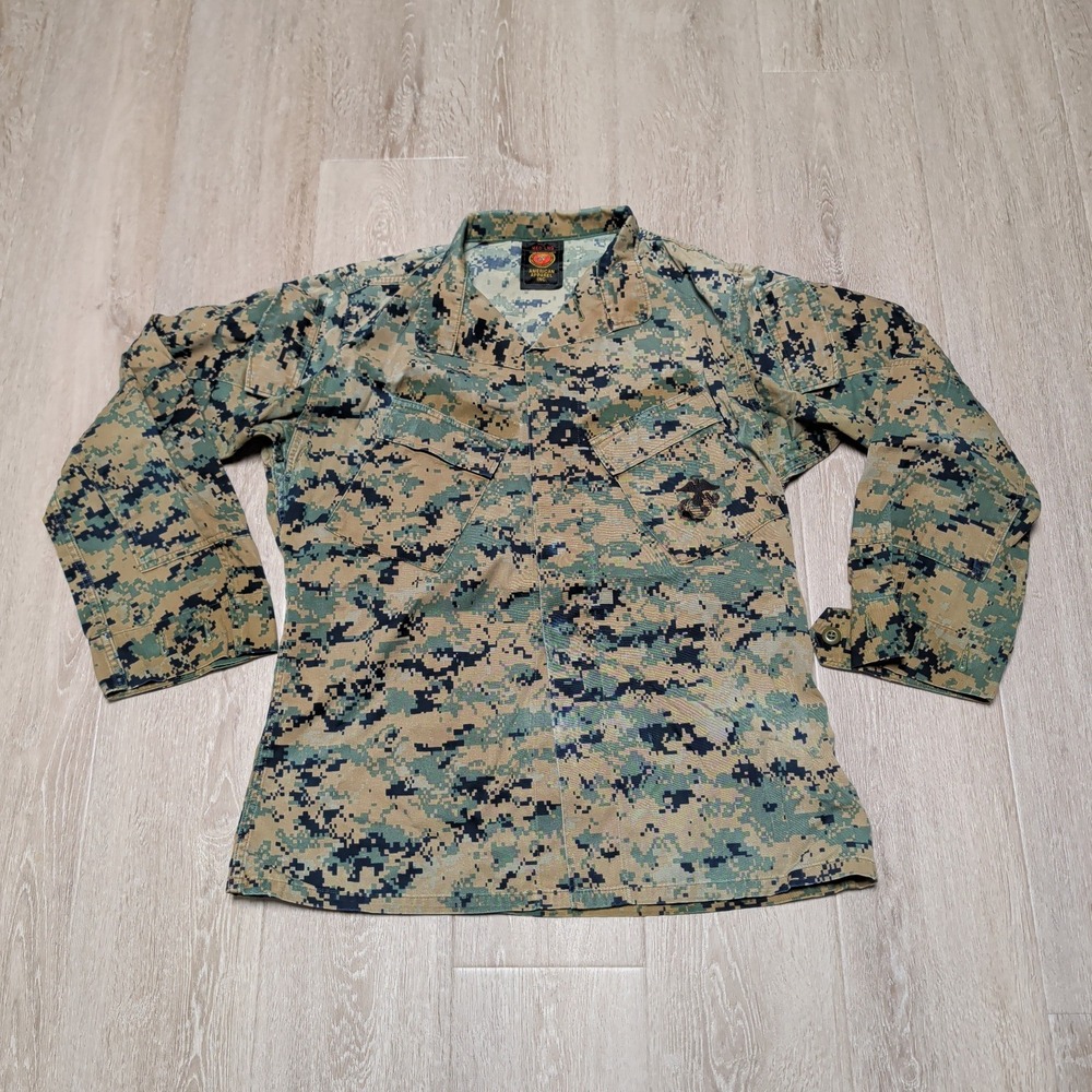 American Apparel USMC Military MARPAT Woodland Digital Camo‎ Combat Shirt M Long